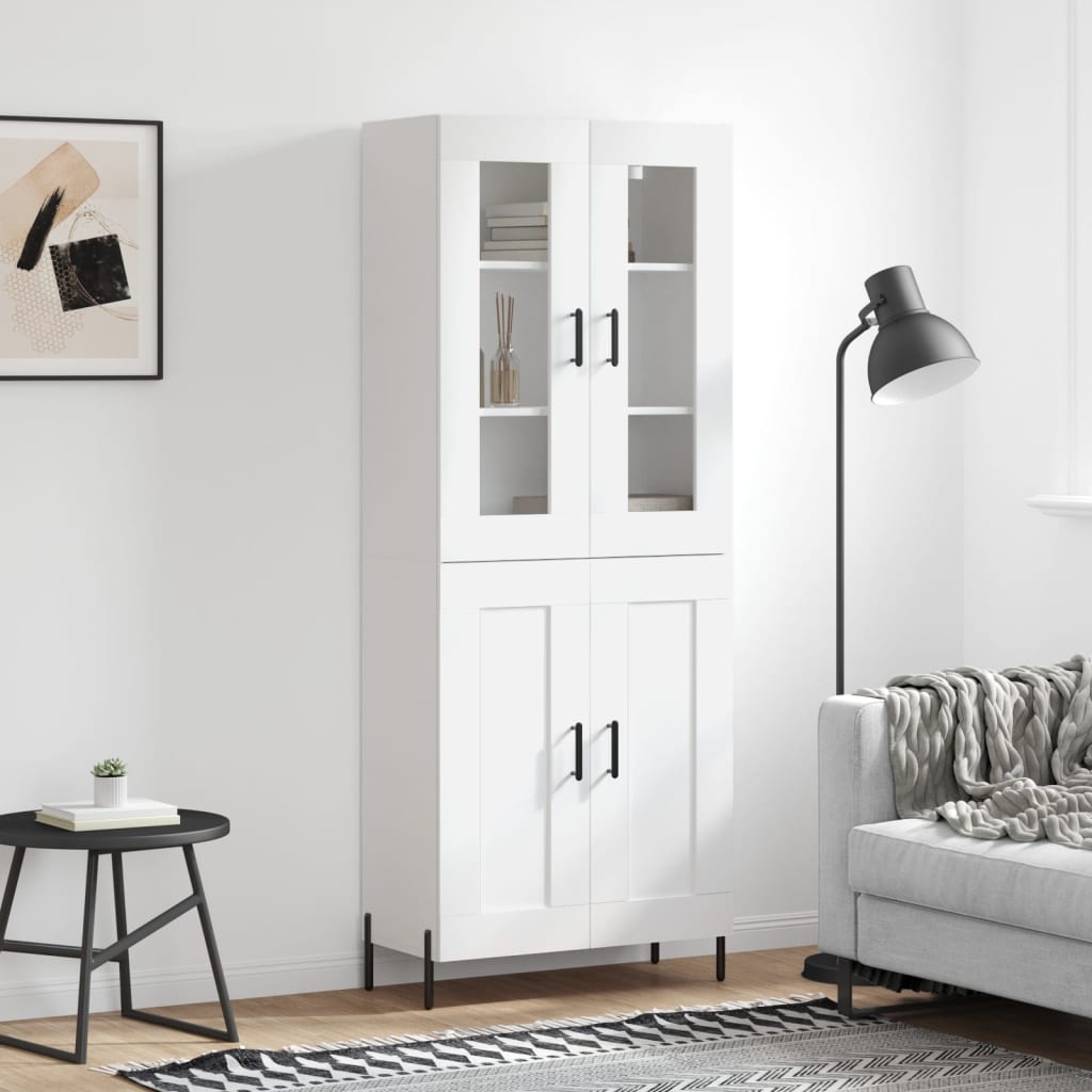 vidaXL Witrynka, biała, 69,5x34x180 cm, materiał drewnopochodny
