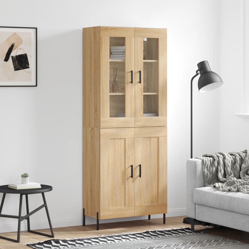 vidaXL Witrynka, dąb sonoma, 69,5x34x180 cm, materiał drewnopochodny