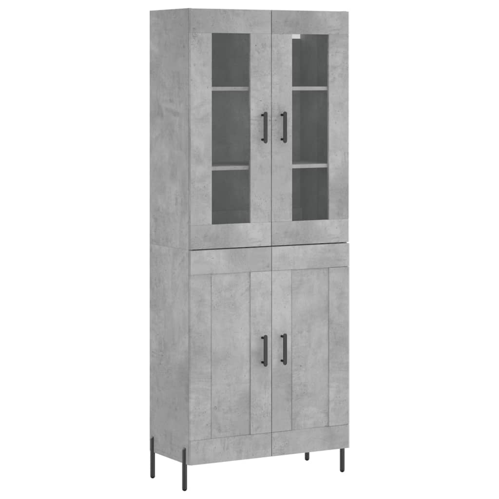 vidaXL Witrynka, szarość betonu 69,5x34x180 cm materiał drewnopochodny