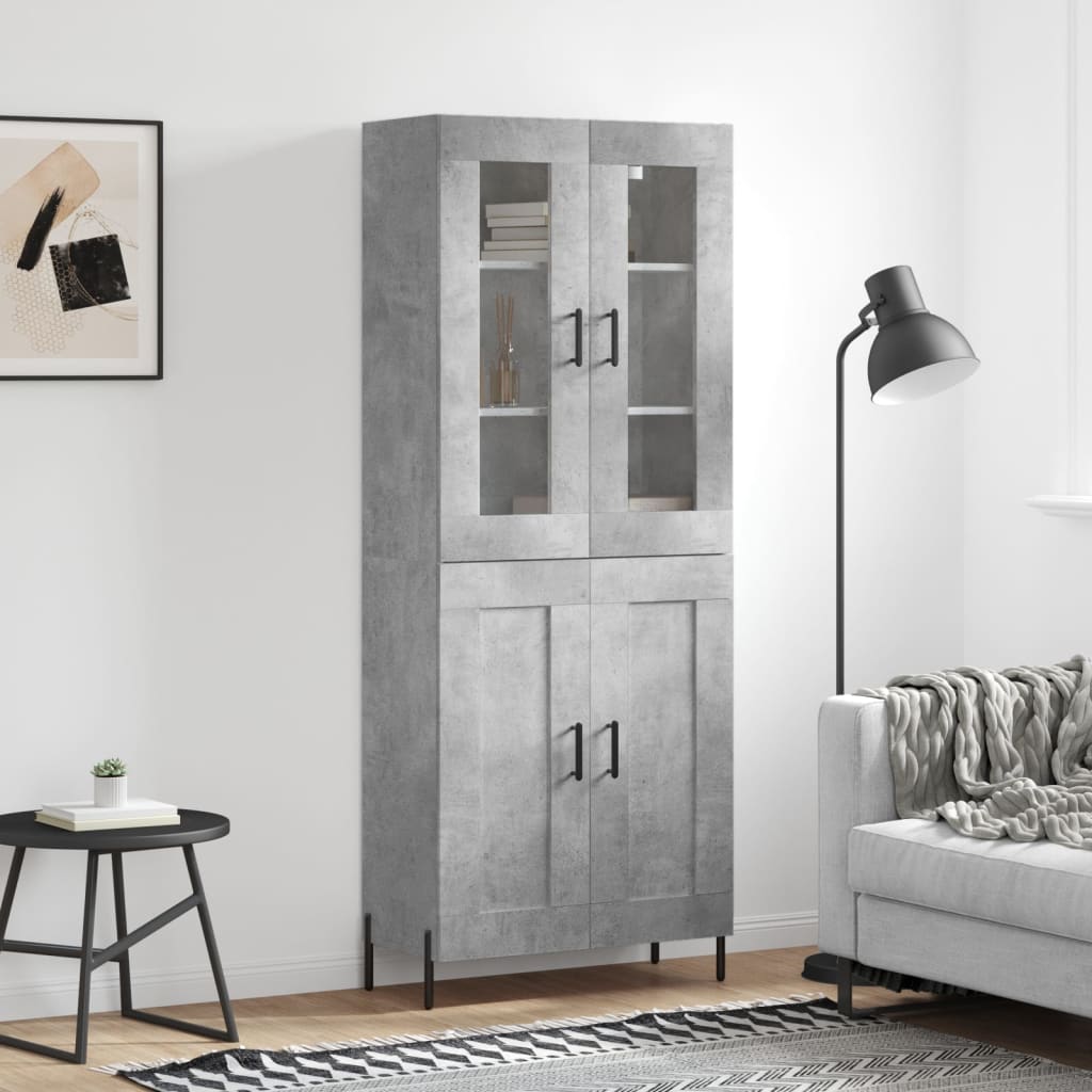 vidaXL Witrynka, szarość betonu 69,5x34x180 cm materiał drewnopochodny