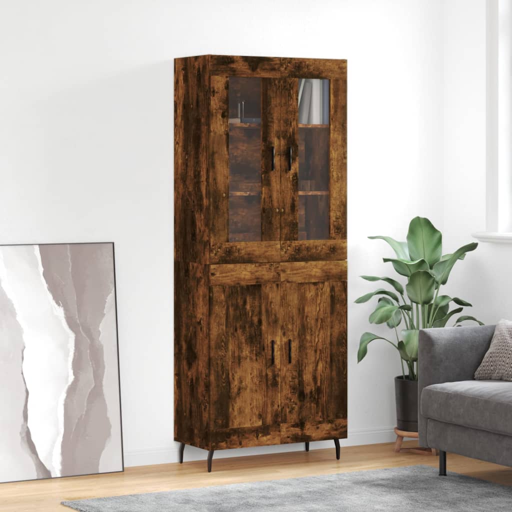 vidaXL Witrynka przydymiony dąb 69,5x34x180 cm materiał drewnopochodny