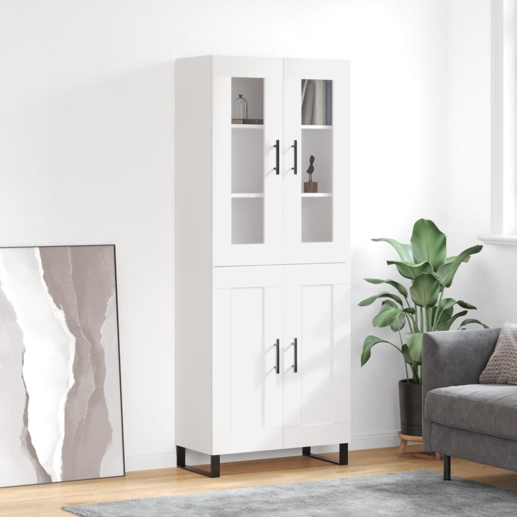 vidaXL Witrynka, biała, 69,5x34x180 cm, materiał drewnopochodny