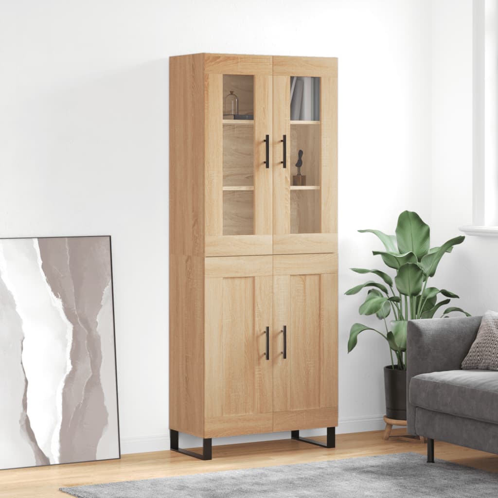 vidaXL Witrynka, dąb sonoma, 69,5x34x180 cm, materiał drewnopochodny