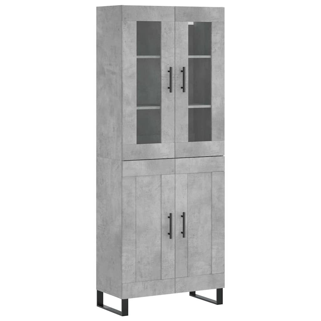 vidaXL Witrynka, szarość betonu 69,5x34x180 cm materiał drewnopochodny