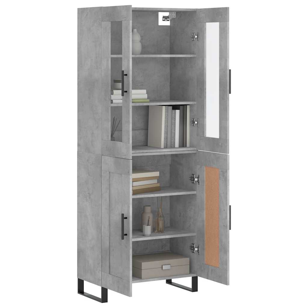 vidaXL Witrynka, szarość betonu 69,5x34x180 cm materiał drewnopochodny
