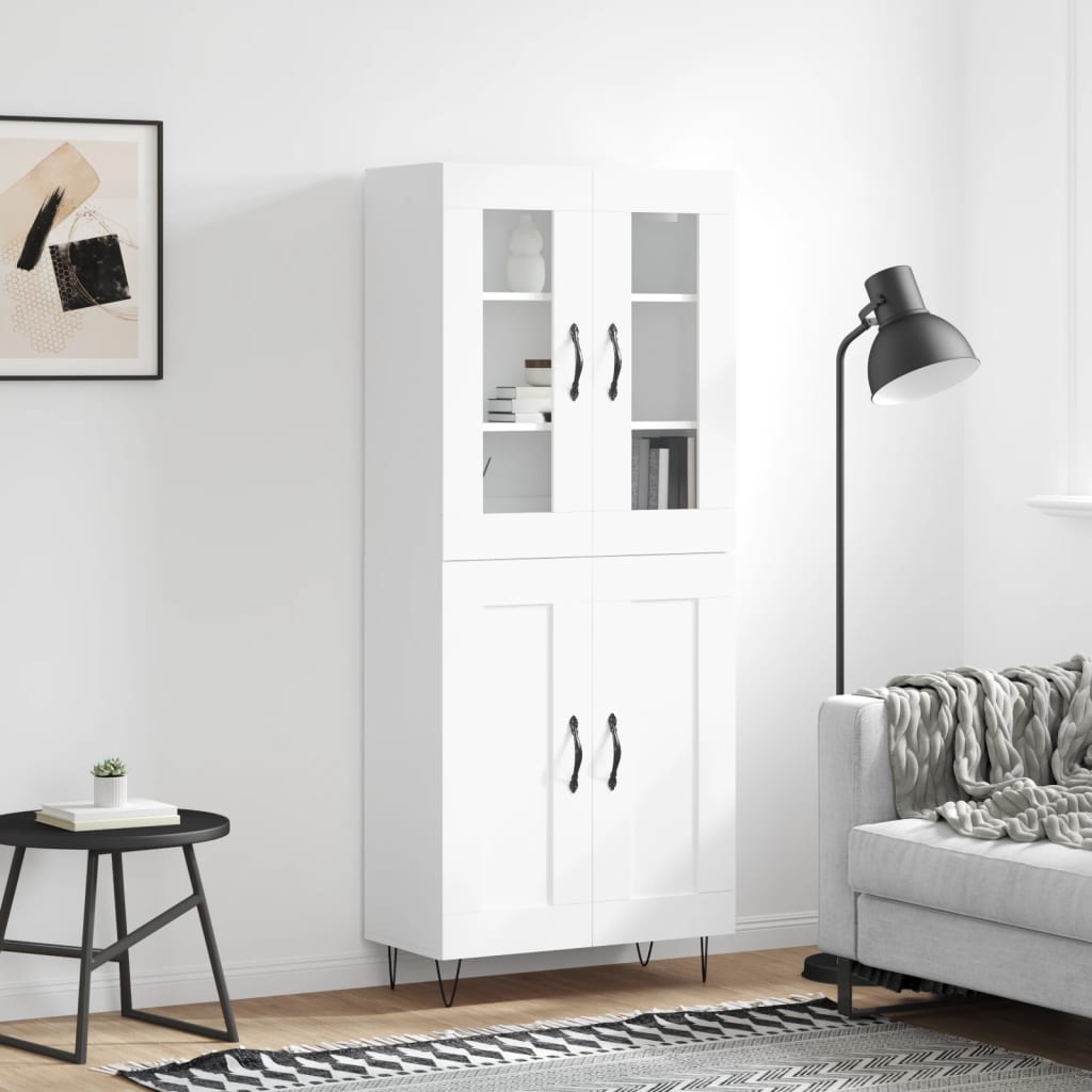 vidaXL Witrynka, biała, 69,5x34x180 cm, materiał drewnopochodny