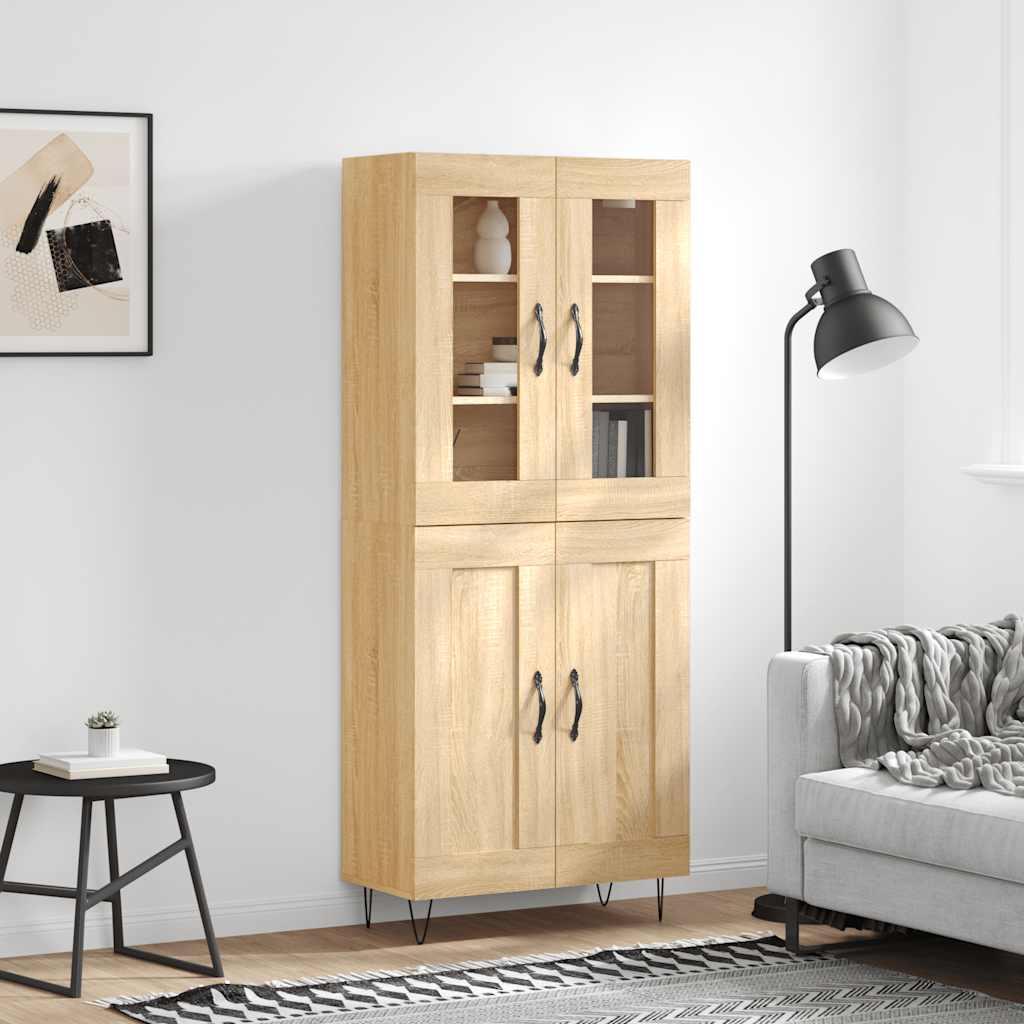 vidaXL Witrynka, dąb sonoma, 69,5x34x180 cm, materiał drewnopochodny