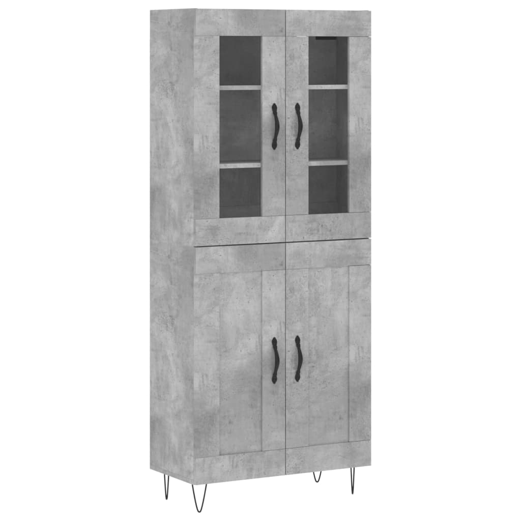 vidaXL Witrynka, szarość betonu 69,5x34x180 cm materiał drewnopochodny