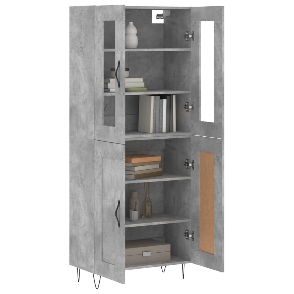 vidaXL Witrynka, szarość betonu 69,5x34x180 cm materiał drewnopochodny
