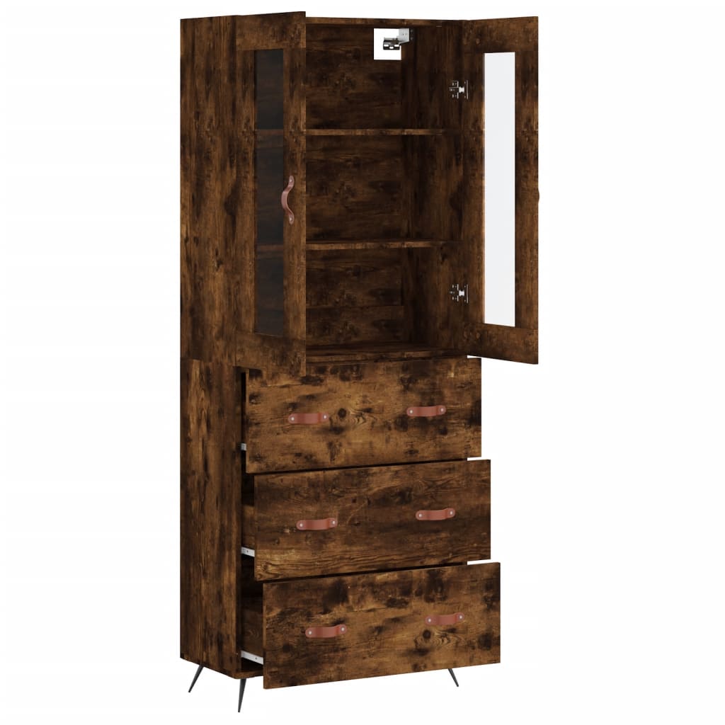 vidaXL Witrynka przydymiony dąb 69,5x34x180 cm materiał drewnopochodny