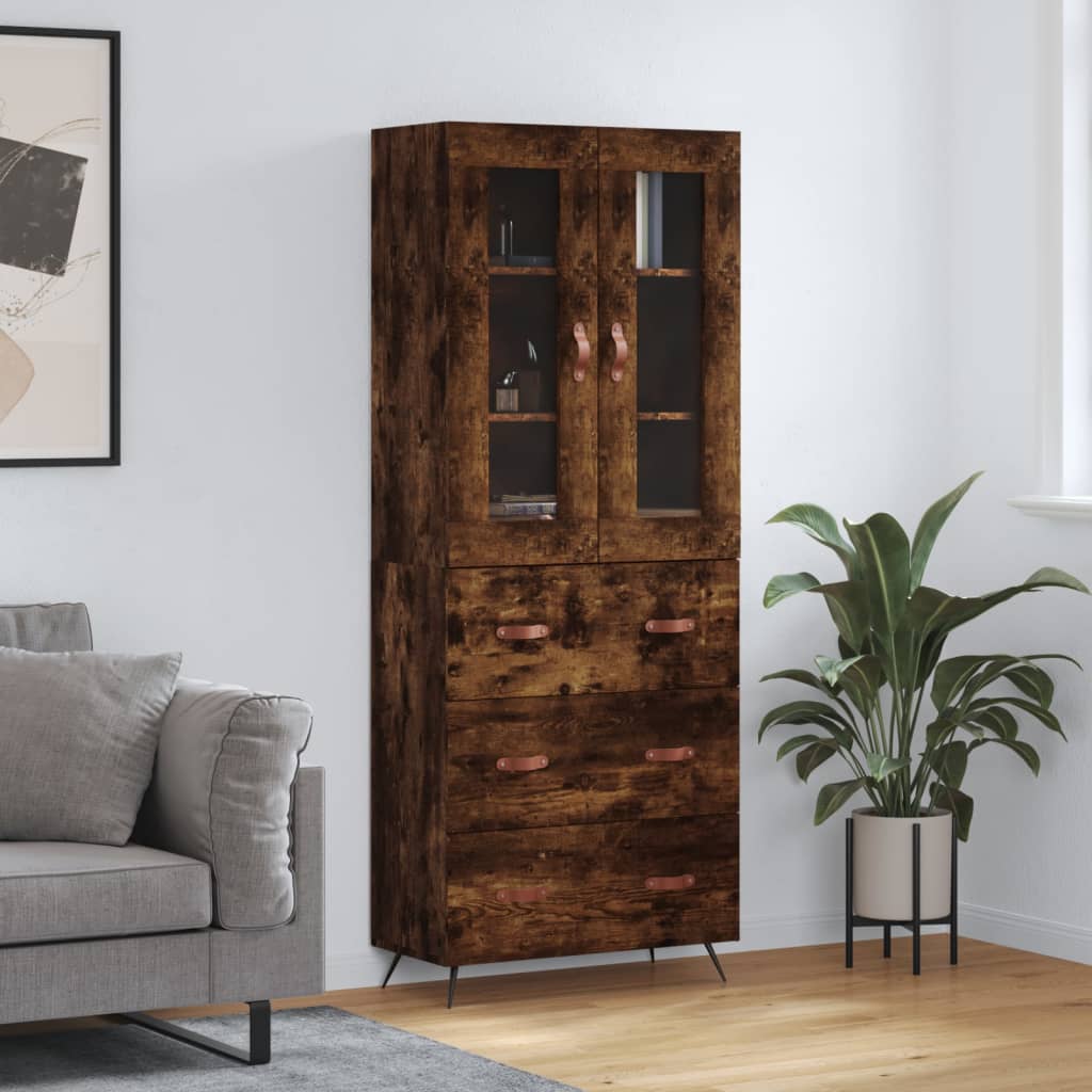 vidaXL Witrynka przydymiony dąb 69,5x34x180 cm materiał drewnopochodny