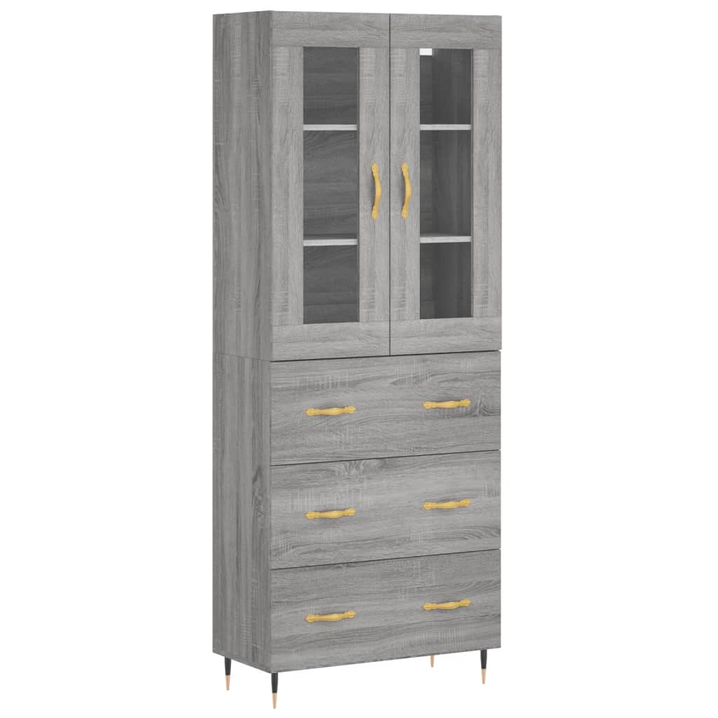 vidaXL Witrynka szary dąb sonoma 69,5x34x180cm materiał drewnopochodny
