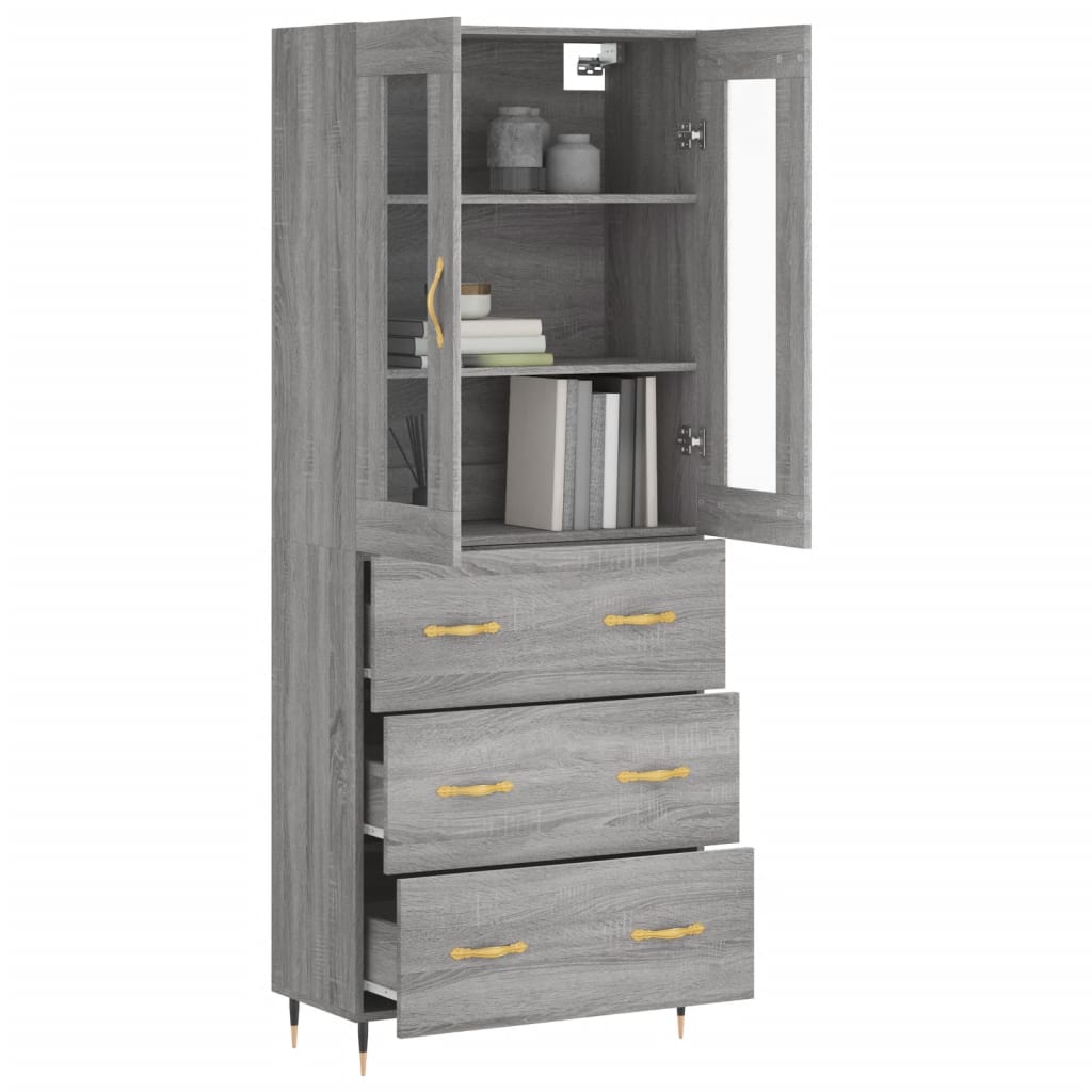 vidaXL Witrynka szary dąb sonoma 69,5x34x180cm materiał drewnopochodny