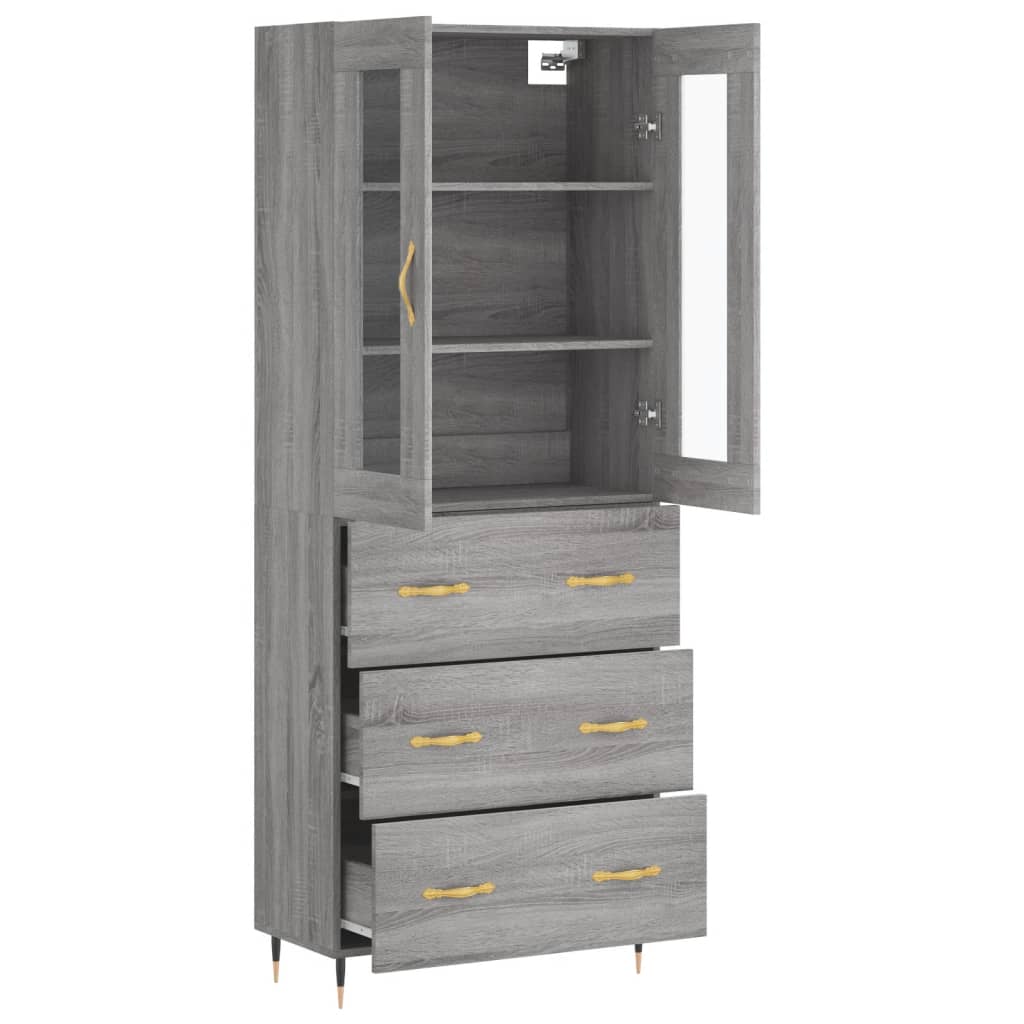 vidaXL Witrynka szary dąb sonoma 69,5x34x180cm materiał drewnopochodny