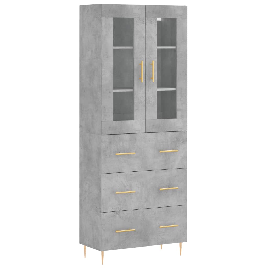 vidaXL Witrynka, szarość betonu 69,5x34x180 cm materiał drewnopochodny
