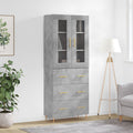 vidaXL Witrynka, szarość betonu 69,5x34x180 cm materiał drewnopochodny