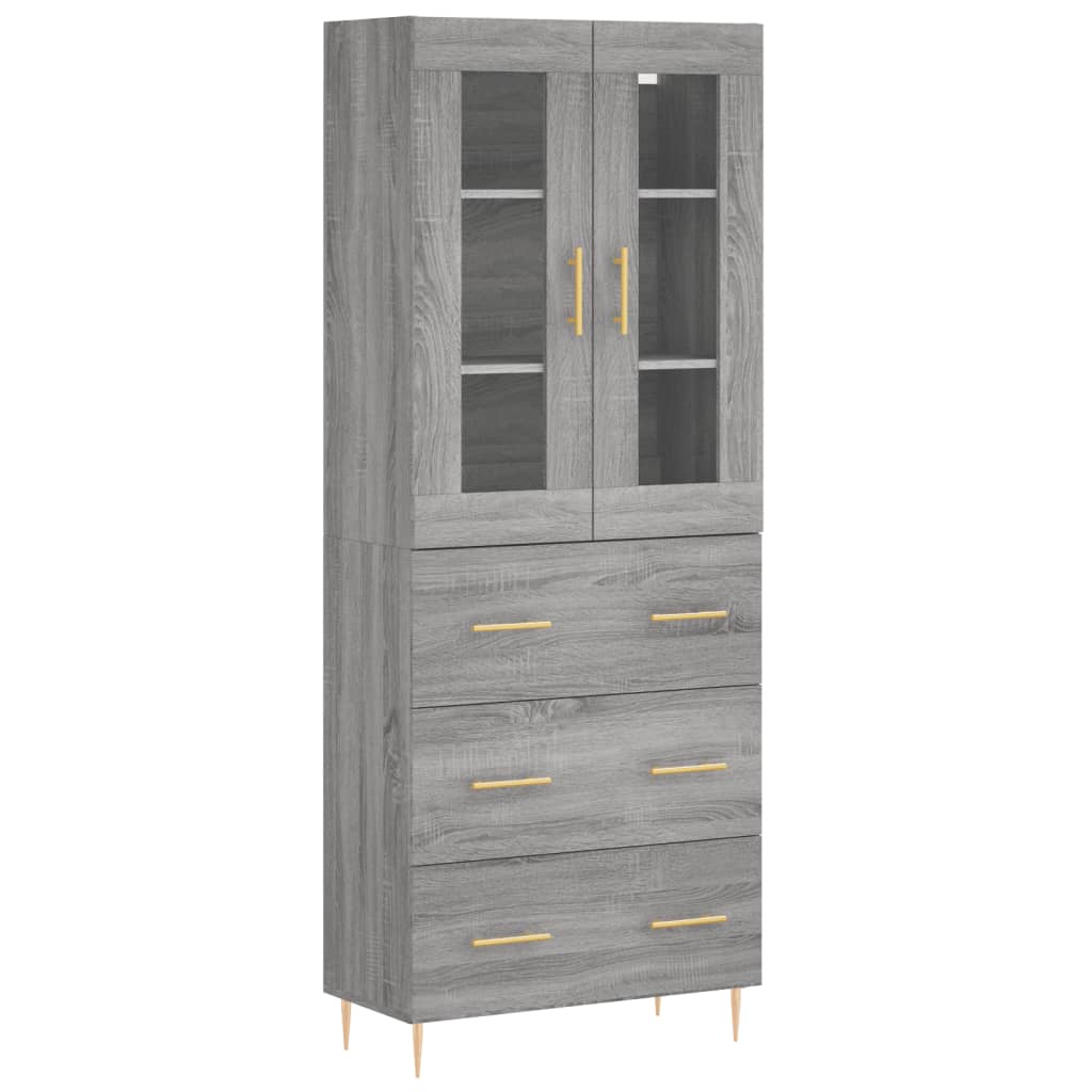 vidaXL Witrynka szary dąb sonoma 69,5x34x180cm materiał drewnopochodny