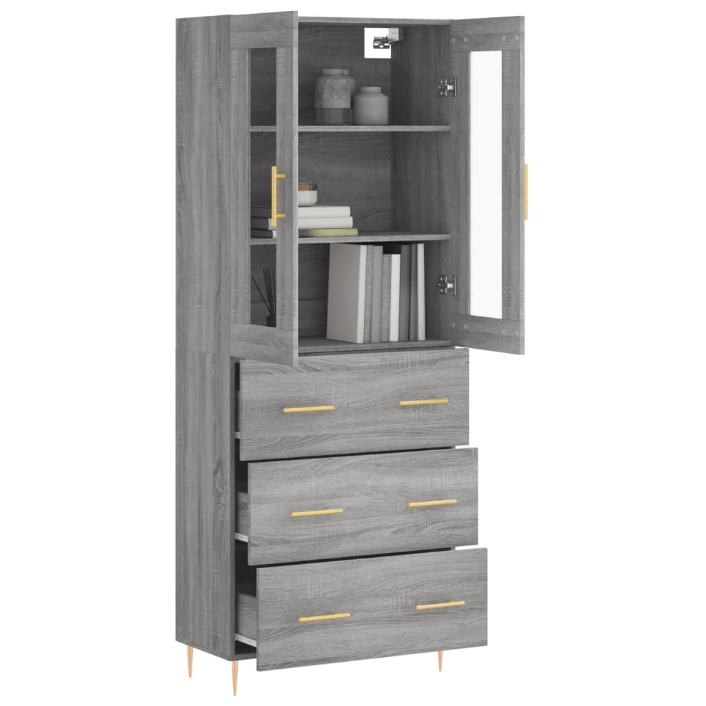 vidaXL Witrynka szary dąb sonoma 69,5x34x180cm materiał drewnopochodny