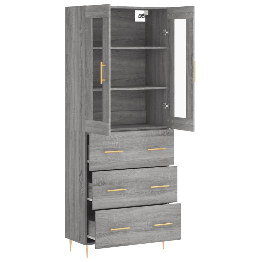 vidaXL Witrynka szary dąb sonoma 69,5x34x180cm materiał drewnopochodny
