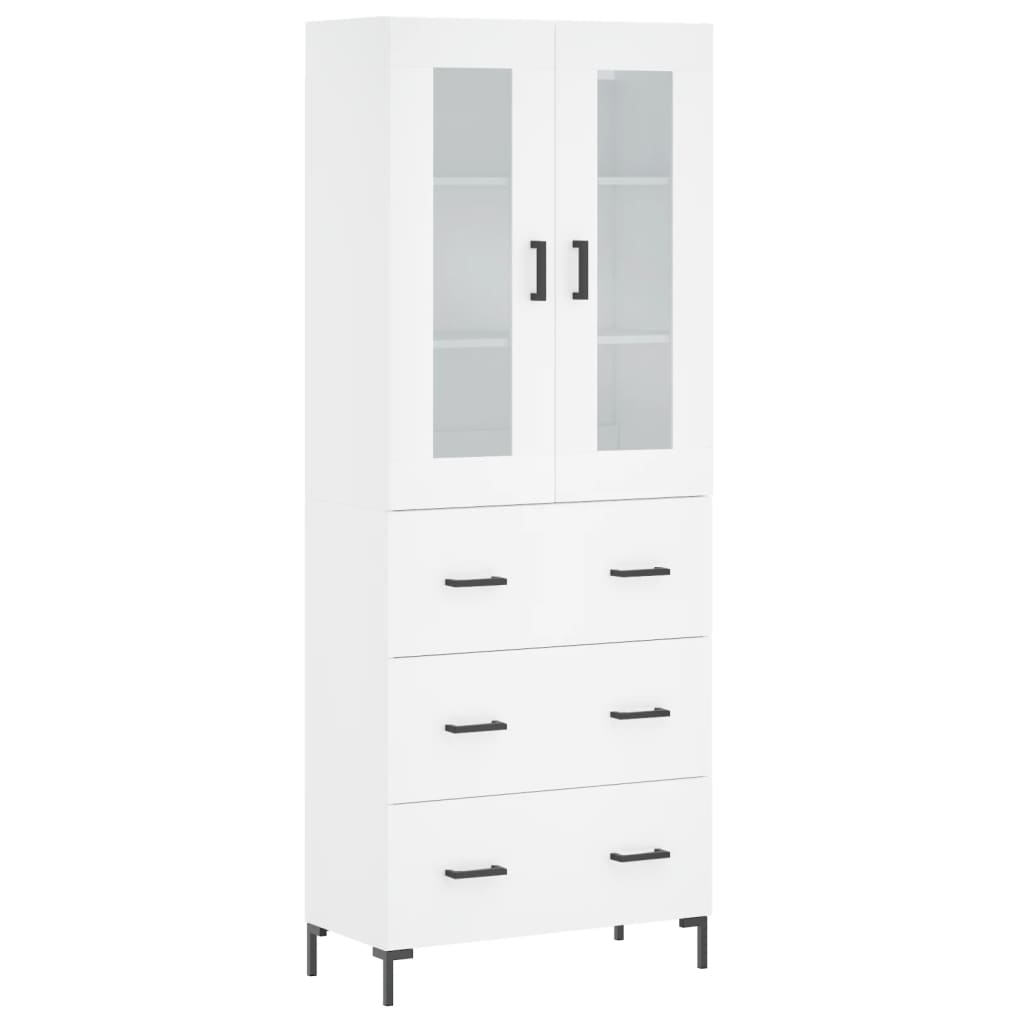 vidaXL Witrynka, biała, 69,5x34x180 cm, materiał drewnopochodny