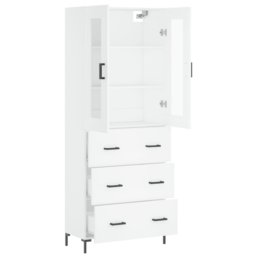 vidaXL Witrynka, biała, 69,5x34x180 cm, materiał drewnopochodny