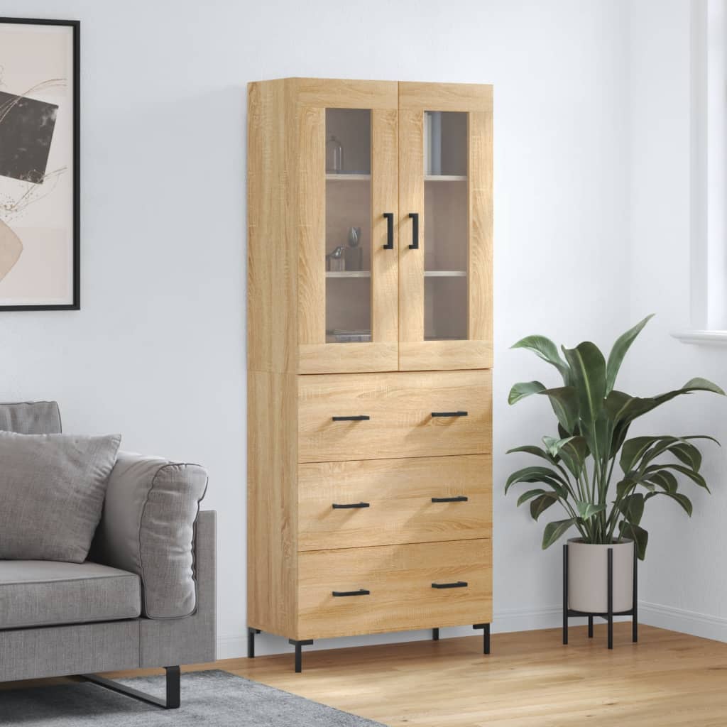 vidaXL Witrynka, dąb sonoma, 69,5x34x180 cm, materiał drewnopochodny