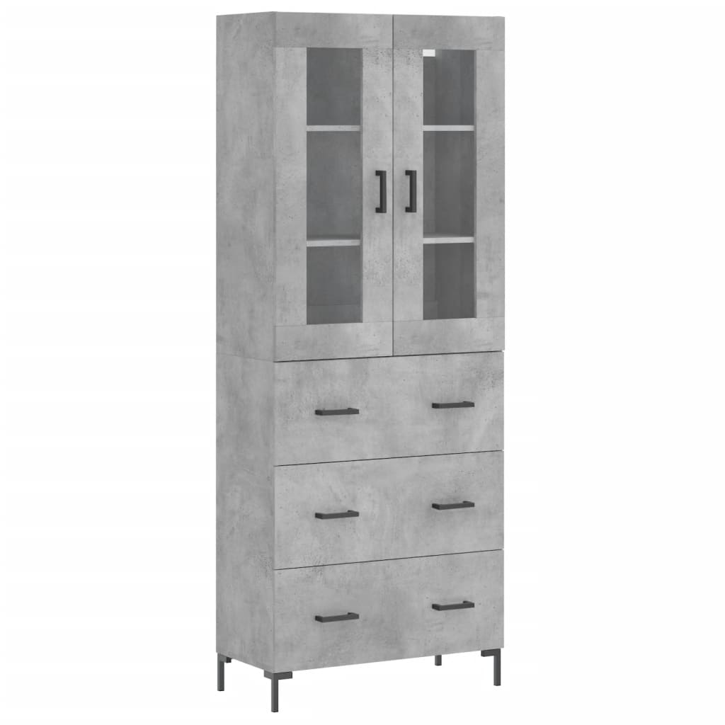 vidaXL Witrynka, szarość betonu 69,5x34x180 cm materiał drewnopochodny