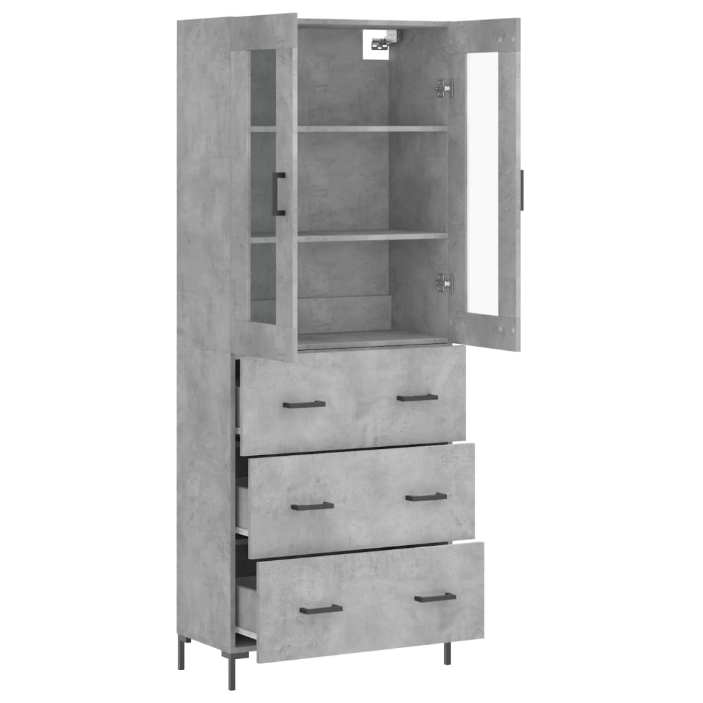vidaXL Witrynka, szarość betonu 69,5x34x180 cm materiał drewnopochodny