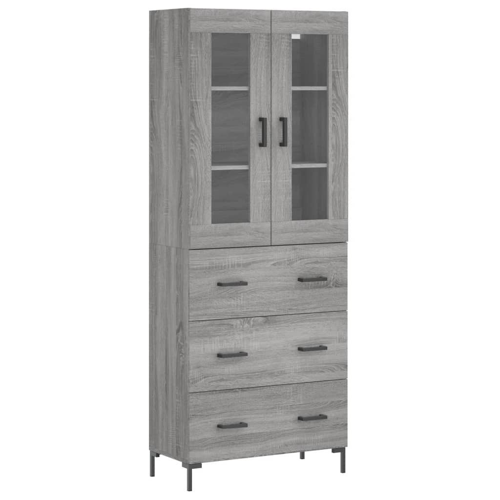vidaXL Witrynka szary dąb sonoma 69,5x34x180cm materiał drewnopochodny
