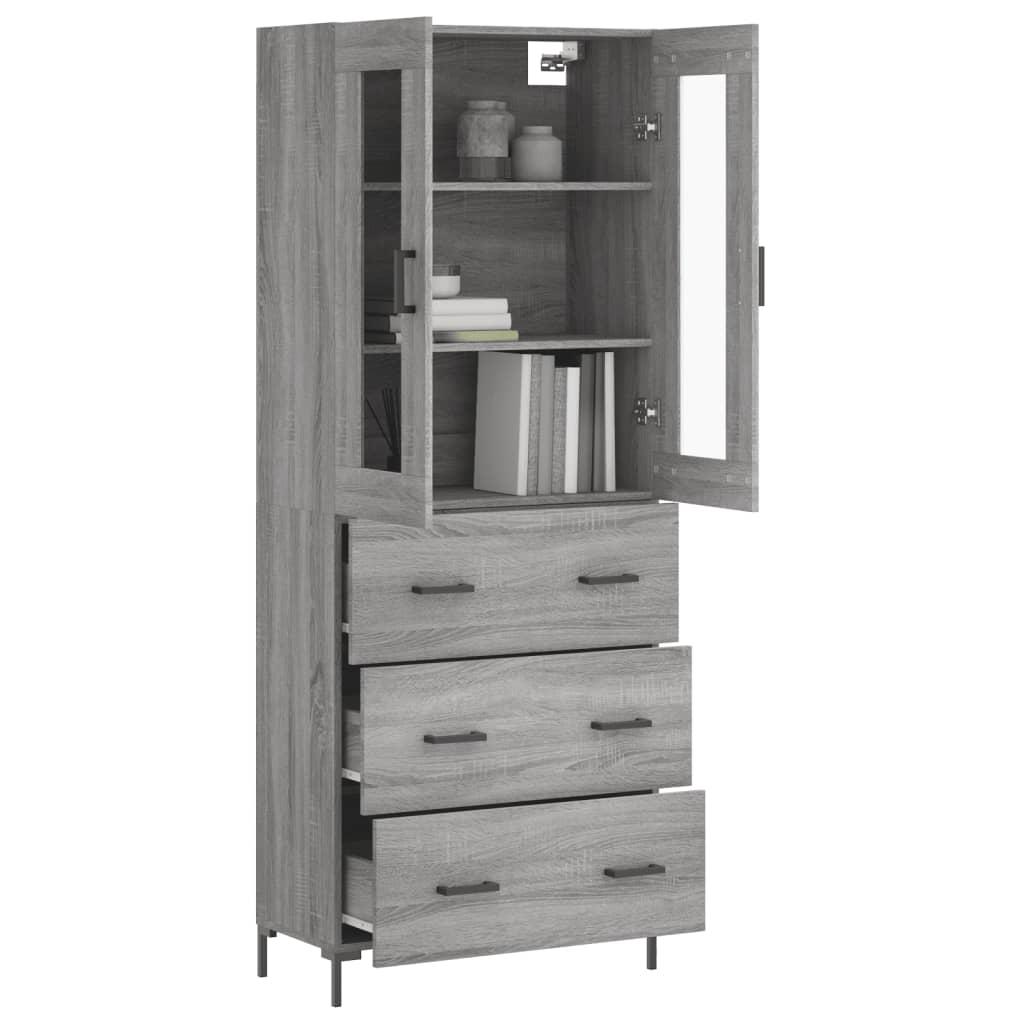 vidaXL Witrynka szary dąb sonoma 69,5x34x180cm materiał drewnopochodny
