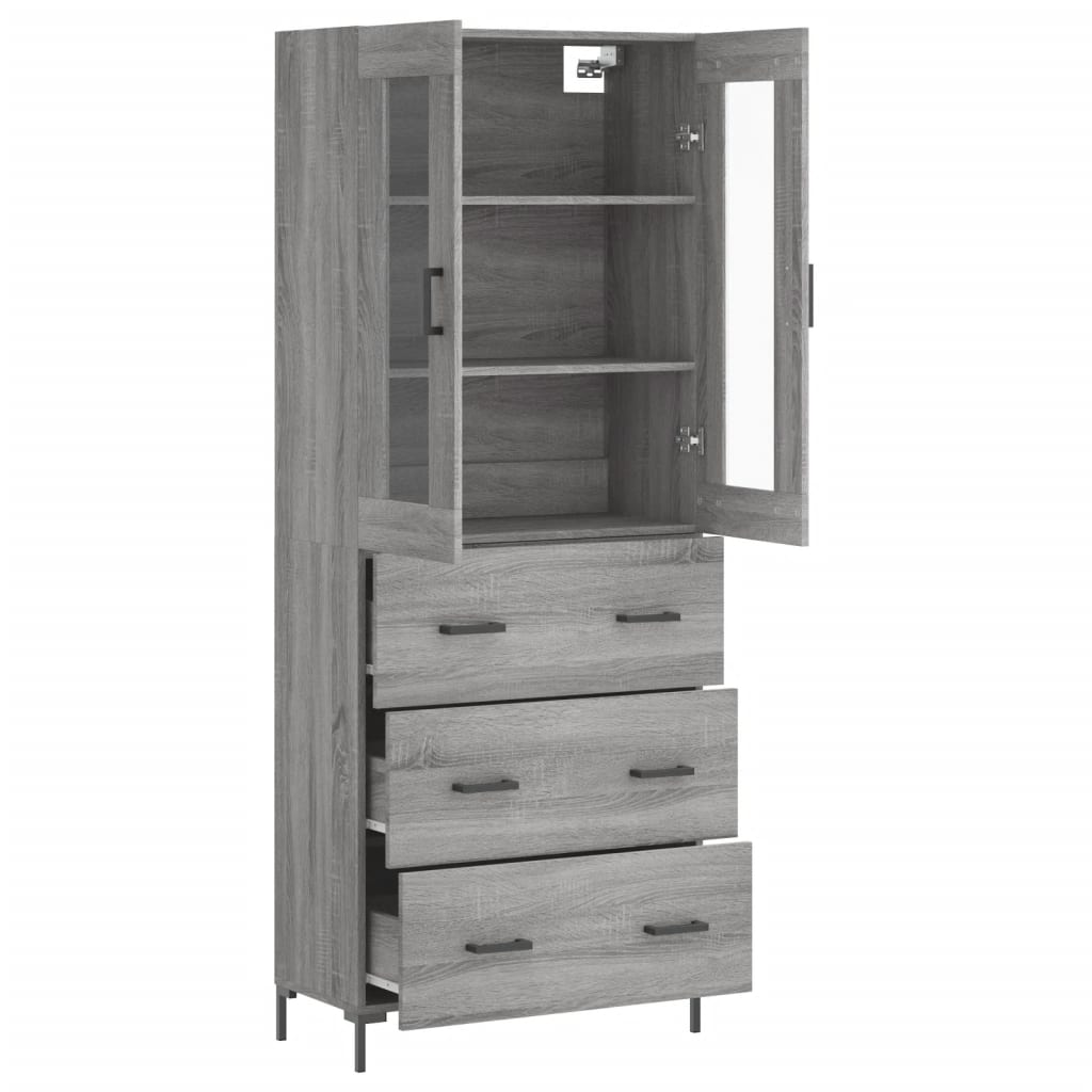vidaXL Witrynka szary dąb sonoma 69,5x34x180cm materiał drewnopochodny