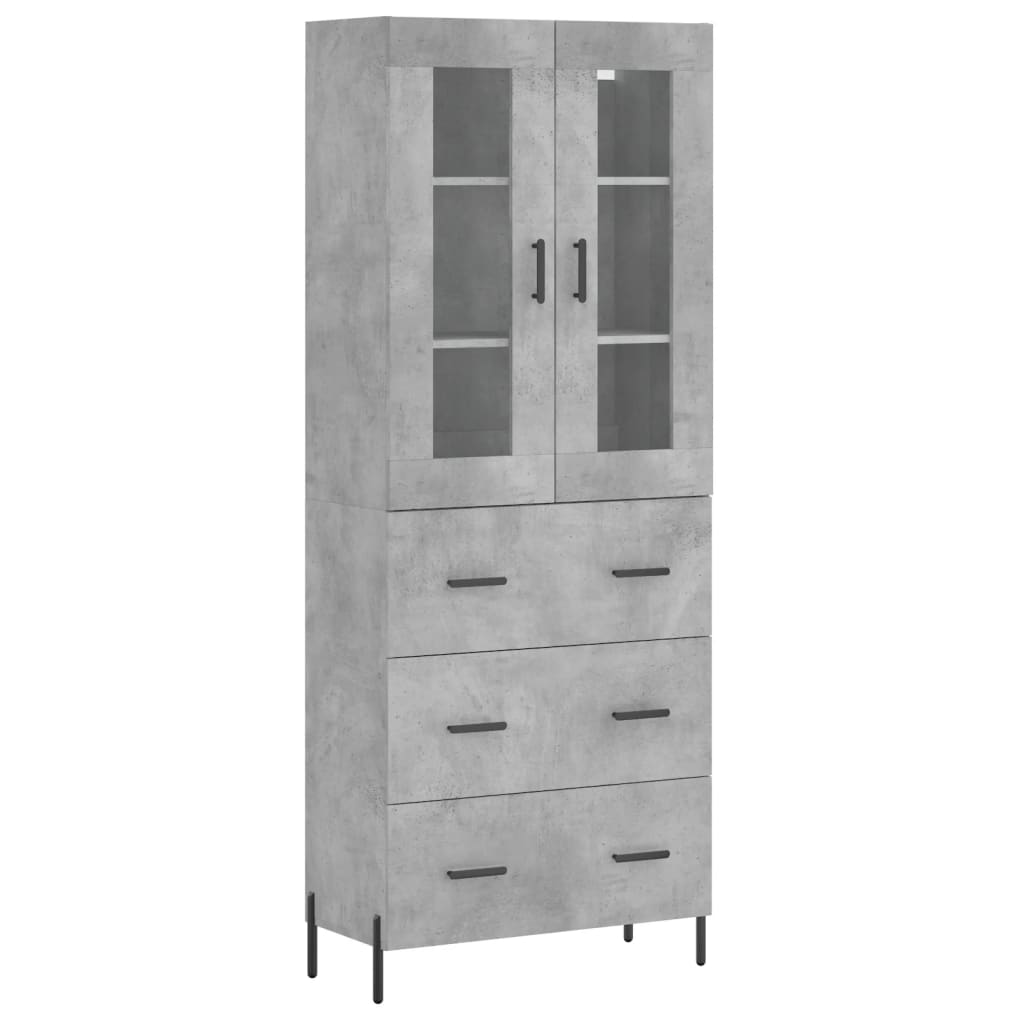 vidaXL Witrynka, szarość betonu 69,5x34x180 cm materiał drewnopochodny