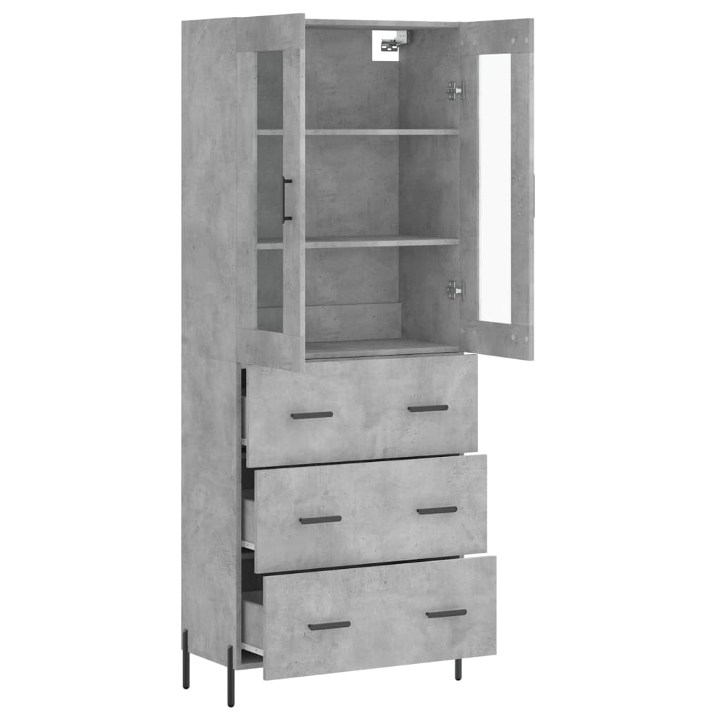 vidaXL Witrynka, szarość betonu 69,5x34x180 cm materiał drewnopochodny