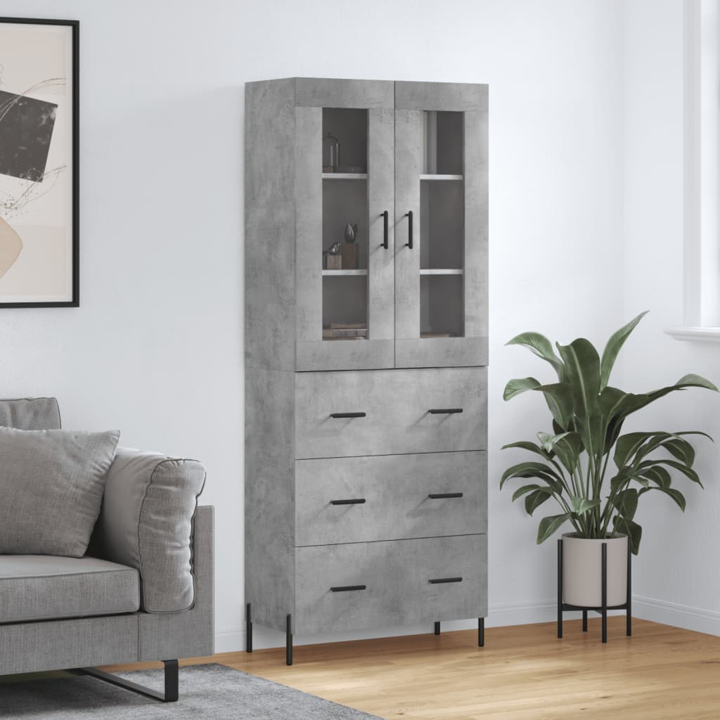 vidaXL Witrynka, szarość betonu 69,5x34x180 cm materiał drewnopochodny