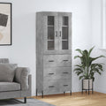 vidaXL Witrynka, szarość betonu 69,5x34x180 cm materiał drewnopochodny