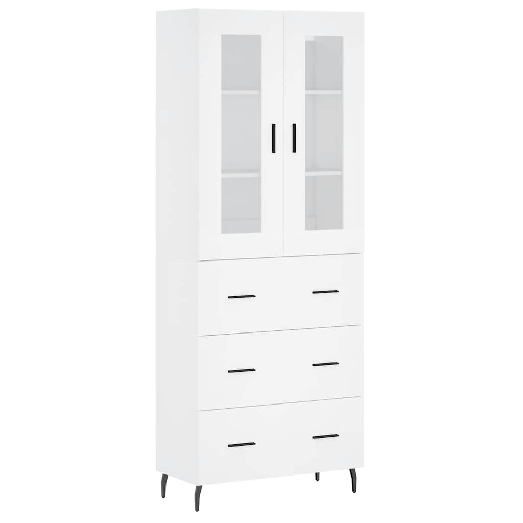 vidaXL Witrynka, biała, 69,5x34x180 cm, materiał drewnopochodny