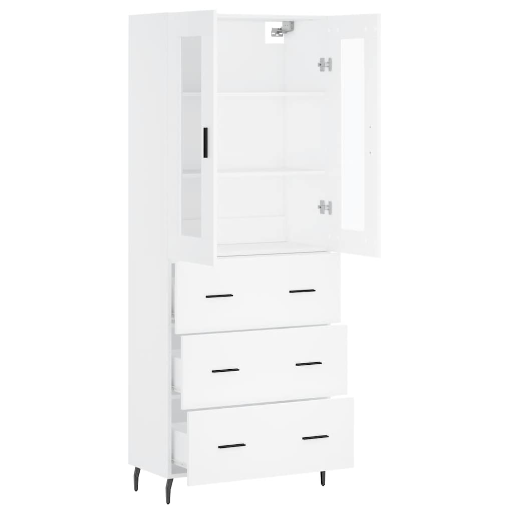 vidaXL Witrynka, biała, 69,5x34x180 cm, materiał drewnopochodny