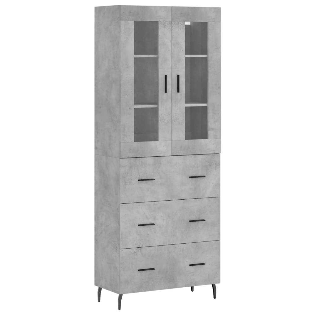 vidaXL Witrynka, szarość betonu 69,5x34x180 cm materiał drewnopochodny