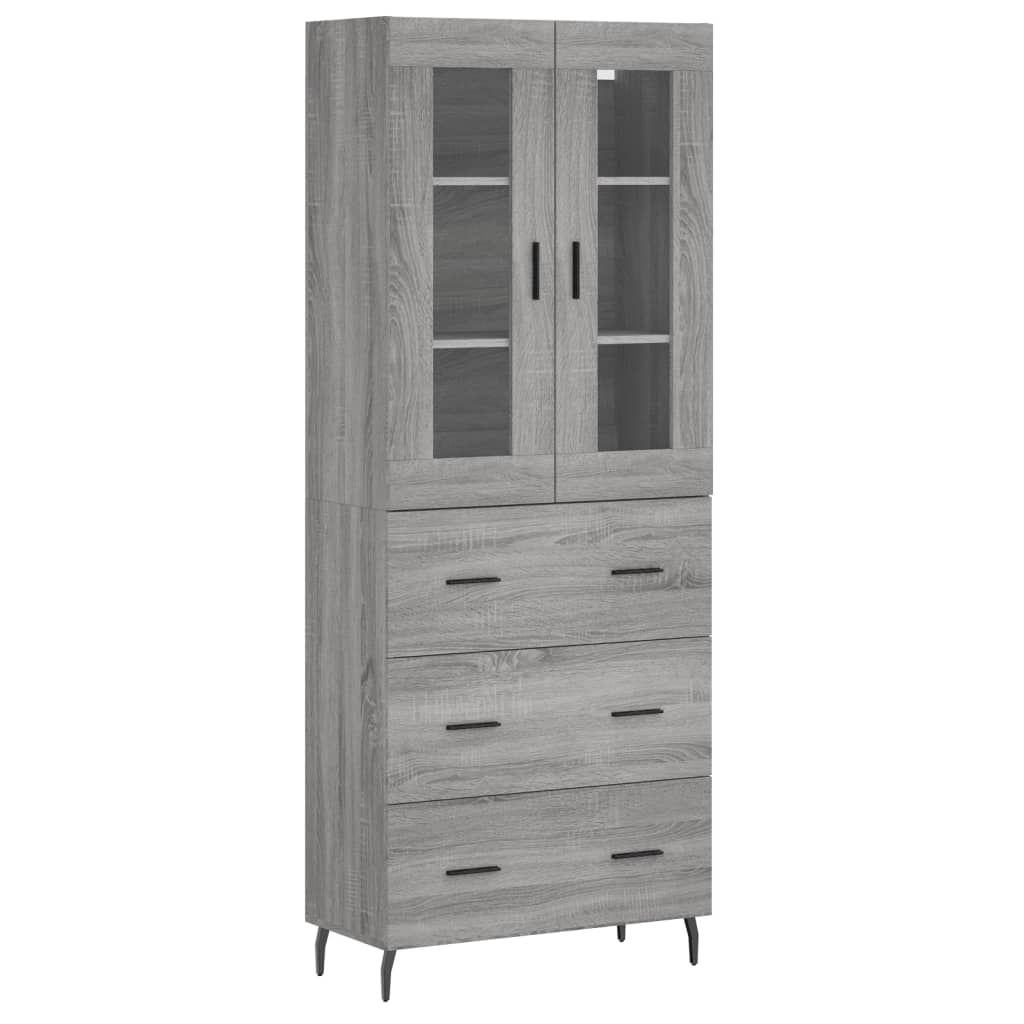 vidaXL Witrynka szary dąb sonoma 69,5x34x180cm materiał drewnopochodny