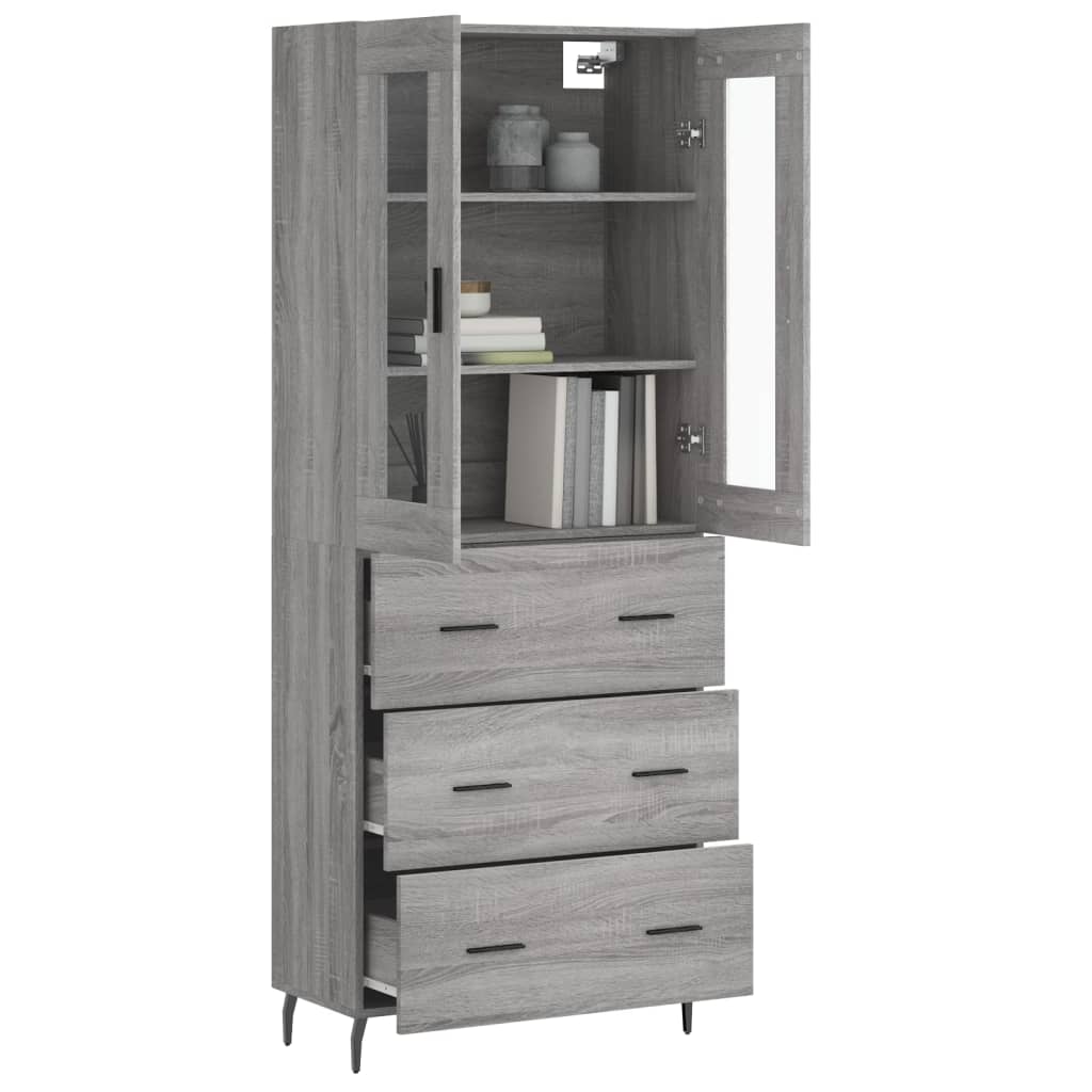 vidaXL Witrynka szary dąb sonoma 69,5x34x180cm materiał drewnopochodny