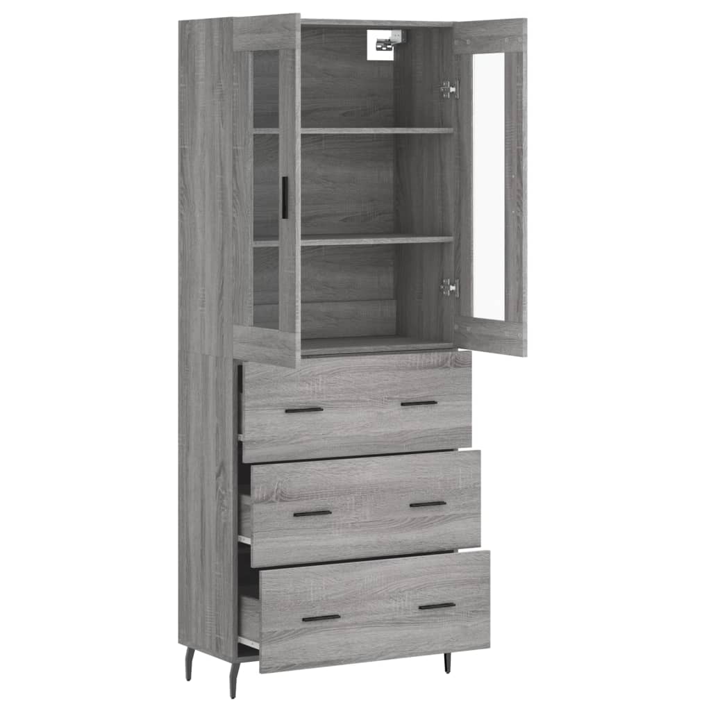 vidaXL Witrynka szary dąb sonoma 69,5x34x180cm materiał drewnopochodny