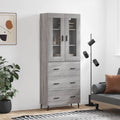 vidaXL Witrynka szary dąb sonoma 69,5x34x180cm materiał drewnopochodny