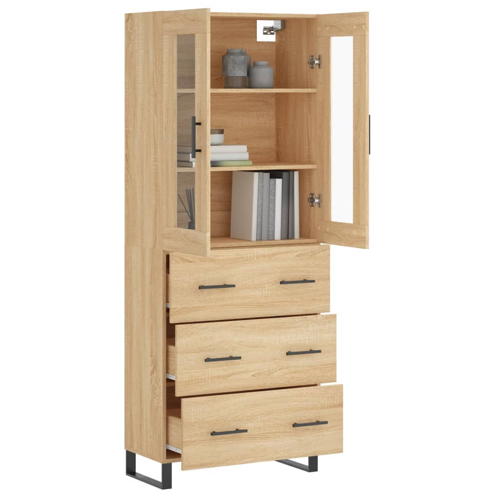 vidaXL Witrynka, dąb sonoma, 69,5x34x180 cm, materiał drewnopochodny