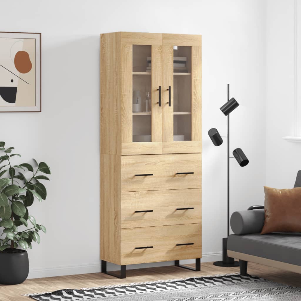 vidaXL Witrynka, dąb sonoma, 69,5x34x180 cm, materiał drewnopochodny