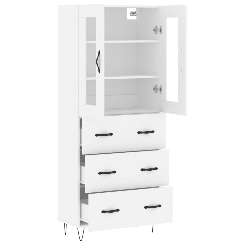 vidaXL Witrynka, biała, 69,5x34x180 cm, materiał drewnopochodny