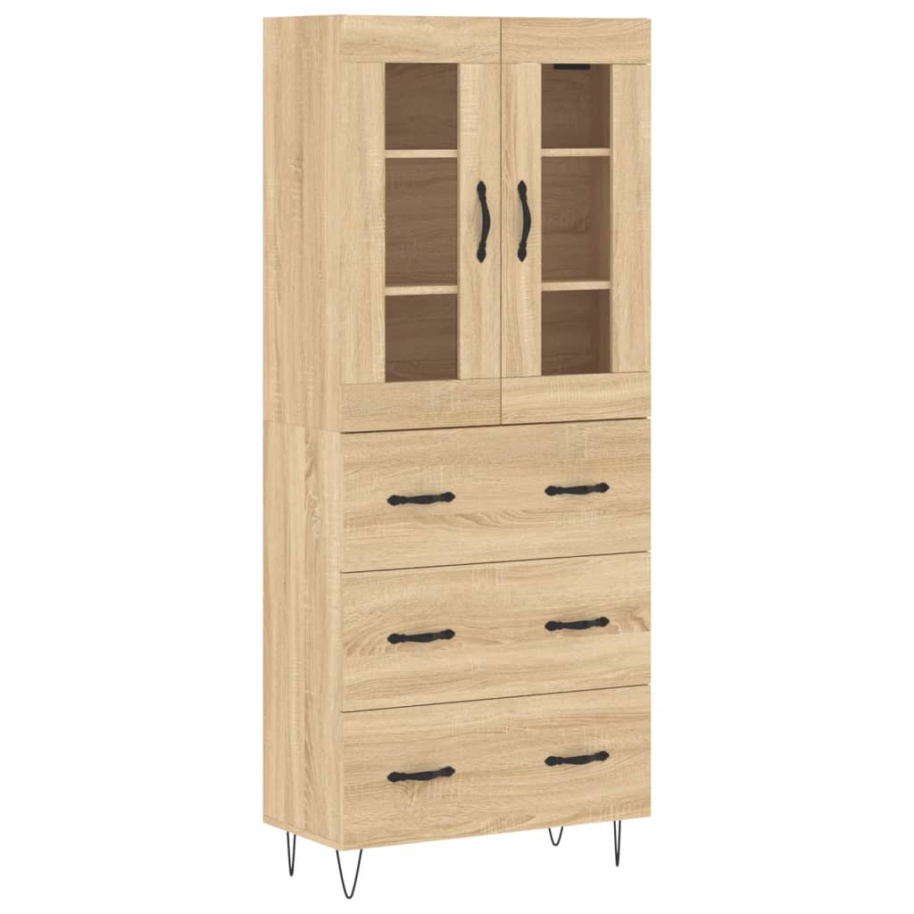 vidaXL Witrynka, dąb sonoma, 69,5x34x180 cm, materiał drewnopochodny