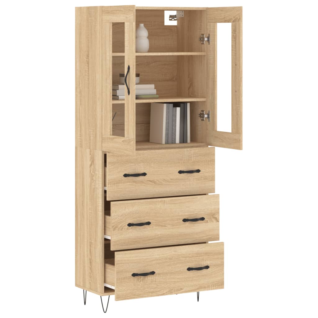 vidaXL Witrynka, dąb sonoma, 69,5x34x180 cm, materiał drewnopochodny