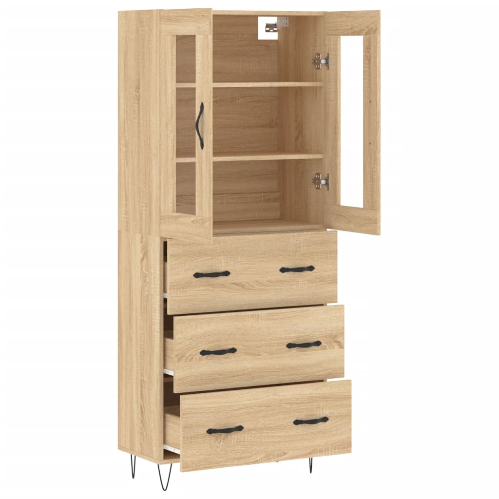 vidaXL Witrynka, dąb sonoma, 69,5x34x180 cm, materiał drewnopochodny