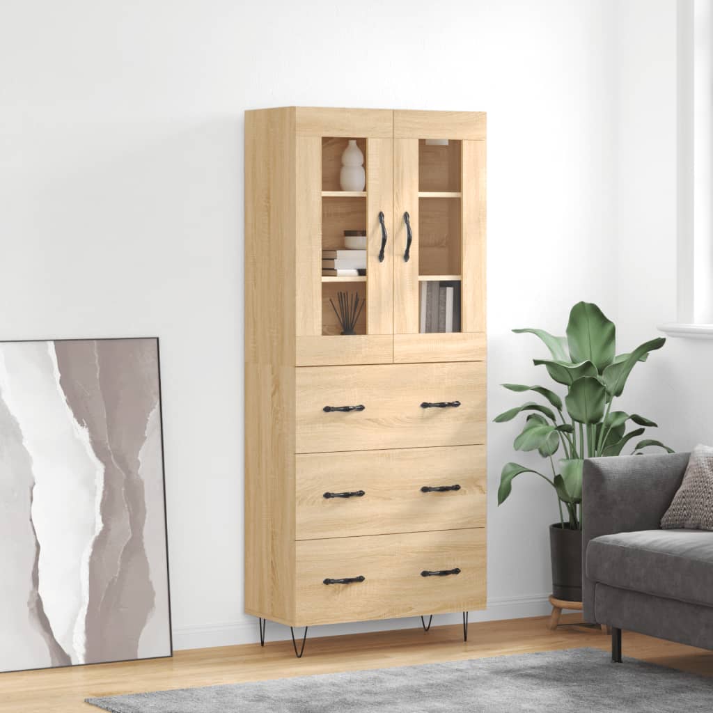 vidaXL Witrynka, dąb sonoma, 69,5x34x180 cm, materiał drewnopochodny