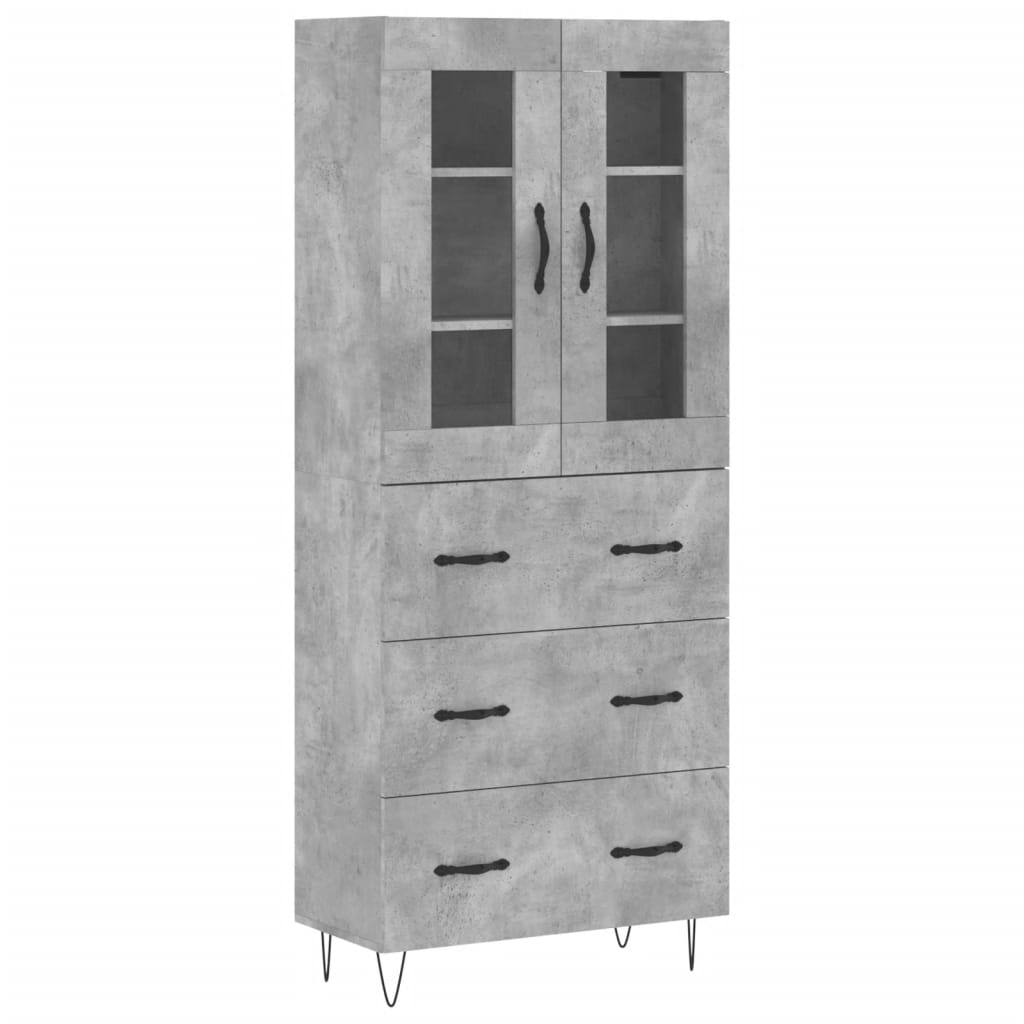 vidaXL Witrynka, szarość betonu 69,5x34x180 cm materiał drewnopochodny
